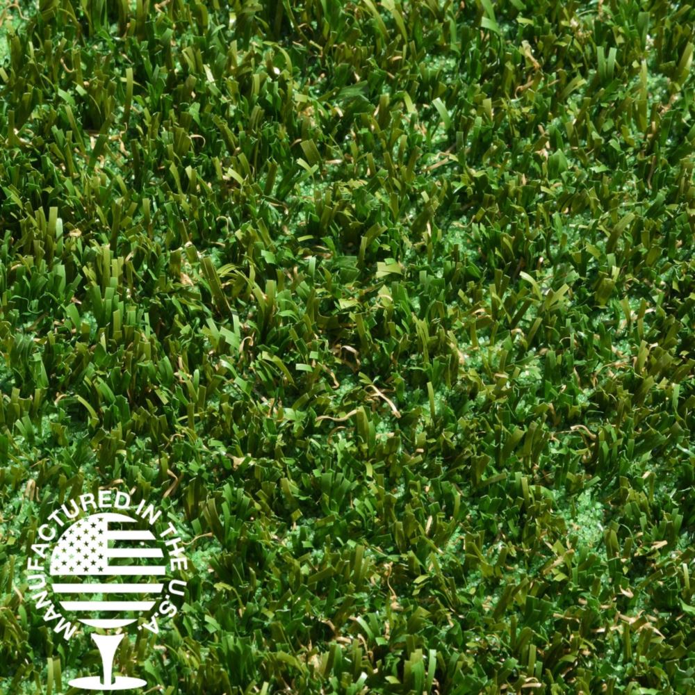 Close-up of field green and olive blend artificial grass turf, manufactured in the USA, featuring natural color variation and durable fibers for residential lawns, commercial landscapes, and sports applications by Southwest Greens. Close-up of field green and olive blend artificial grass turf, manufactured in the USA, featuring natural color variation and durable fibers for residential lawns, commercial landscapes, and sports applications by Southwest Greens.
